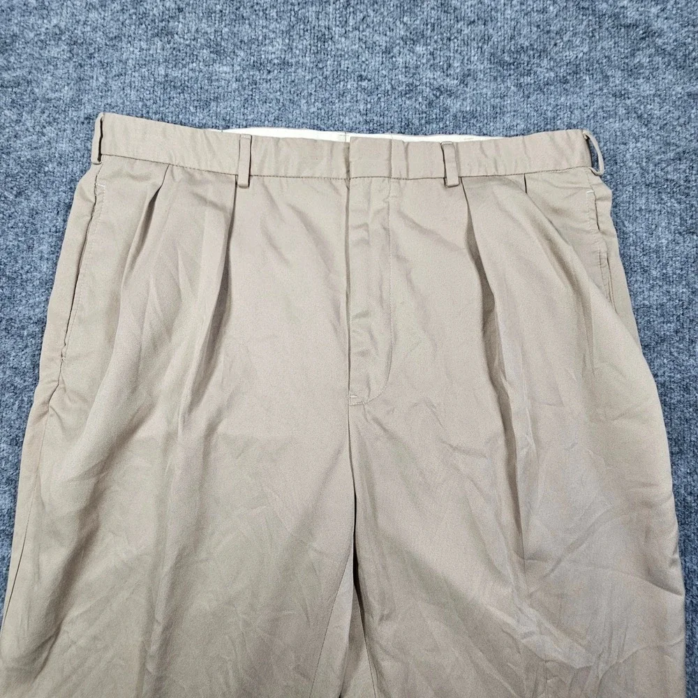 Vintage Polo Ralph Lauren Mens 36x31.5 Khaki Pleated Cuffed Chino Pants Y2K